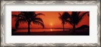Framed Silhouette of palm trees on the beach at dusk, Lydgate Park, Kauai, Hawaii, USA