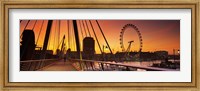 Framed Bridge with ferris wheel, Golden Jubilee Bridge, Thames River, Millennium Wheel, City Of Westminster, London, England