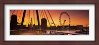 Framed Bridge with ferris wheel, Golden Jubilee Bridge, Thames River, Millennium Wheel, City Of Westminster, London, England