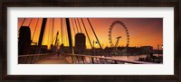 Framed Bridge with ferris wheel, Golden Jubilee Bridge, Thames River, Millennium Wheel, City Of Westminster, London, England