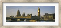 Framed Barge in a river, Thames River, Big Ben, City Of Westminster, London, England
