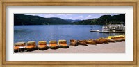 Framed Row of boats in a dock, Titisee, Black Forest, Germany