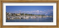 Framed Boats moored at a harbor, Lake Geneva, Lausanne, Switzerland