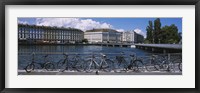 Framed Buildings at the waterfront, Rhone River, Geneva, Switzerland