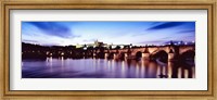 Framed Arch bridge across a river with a cathedral, St. Vitus Cathedral, Hradcany Castle, Vltava river, Prague, Czech Republic