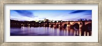 Framed Arch bridge across a river with a cathedral, St. Vitus Cathedral, Hradcany Castle, Vltava river, Prague, Czech Republic