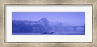 Framed Arch bridge across a river, National Theatre, Legii Bridge, Vltava River, Prague, Czech Republic