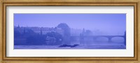 Framed Arch bridge across a river, National Theatre, Legii Bridge, Vltava River, Prague, Czech Republic