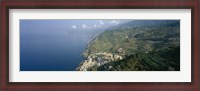 Framed High angle view of a village at the coast, Riomaggiore, La Spezia, Liguria, Italy