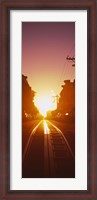 Framed Cable car tracks at sunset, San Francisco, California, USA