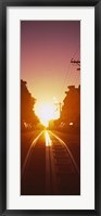 Framed Cable car tracks at sunset, San Francisco, California, USA