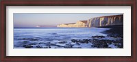 Framed Chalk cliffs at seaside, Seven sisters, Birling Gap, East Sussex, England