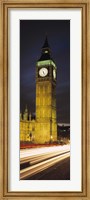 Framed Clock tower lit up at night, Big Ben, Houses of Parliament, Palace of Westminster, City Of Westminster, London, England