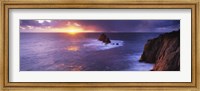 Framed Sunset over the sea, Land's End, Cornwall, England