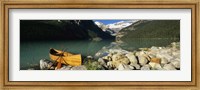 Framed Canoe at the lakeside, Lake Louise, Banff National Park, Alberta, Canada