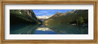Framed Reflection of mountains in water, Lake Louise, Banff National Park, Alberta, Canada