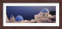 Framed High angle view of blue domed church at the coast, Oia, Santorini, Greece