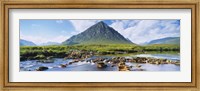 Framed River with a mountain in the background, Buachaille Etive Mor, Loch Etive, Rannoch Moor, Highlands Region, Scotland
