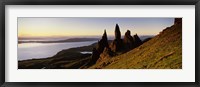Framed Rock formations on the coast, Old Man of Storr, Trotternish, Isle of Skye, Scotland