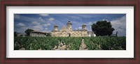 Framed Vineyard in front of a castle, Chateau Cos d'Estournel, Saint-Estephe, Bordeaux, Gironde, Graves, France