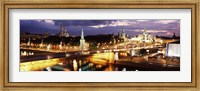 Framed City lit up at night, Red Square, Kremlin, Moscow, Russia