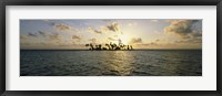 Framed Silhouette of palm trees on an island, Placencia, Laughing Bird Caye, Victoria Channel, Belize