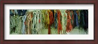 Framed Colorful braided ropes for sailing in a store