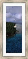 Framed Aerial view of a coastline, Vava'u, Tonga, South Pacific