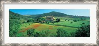 Framed High angle view of a church on a field, Abbazia Di Sant'antimo, Montalcino, Tuscany, Italy