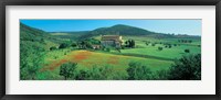 Framed High angle view of a church on a field, Abbazia Di Sant'antimo, Montalcino, Tuscany, Italy