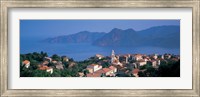Framed High angle view of a town at the coast, Piana, Corsica, France