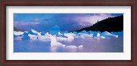 Framed Icebergs floating on water, Lago Grey, Patagonia, Chile