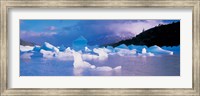 Framed Icebergs floating on water, Lago Grey, Patagonia, Chile