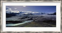 Framed Glaciers in a lake, Vatnajokull, Fjallsarlon, Jokulsarlon Lagoon, Iceland