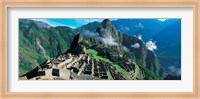Framed High angle view of ruins of ancient buildings, Inca Ruins, Machu Picchu, Peru