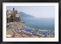 Framed Houses on the sea coast, Amalfi Coast, Atrani, Salerno, Campania, Italy