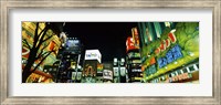 Framed Low angle view of buildings lit up at night, Shinjuku Ward, Tokyo Prefecture, Kanto Region, Japan