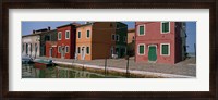 Framed Houses along a canal, Burano, Venice, Veneto, Italy