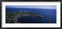 Framed Sakonnet Point Lighthouse in the distance, Little Compton, Rhode Island, USA