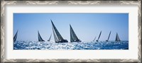 Framed Sailboats racing in the sea, Farr 40's race during Key West Race Week, Key West Florida, 2000