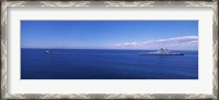 Framed Battleship being towed in the sea, USS Iowa (BB-61), Rhode Island Sound, USA, Rhode Island, USA