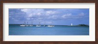 Framed Boats in the sea with a lighthouse in the background, Nassau Harbour Lighthouse, Nassau, Bahamas