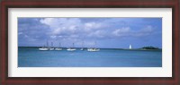 Framed Boats in the sea with a lighthouse in the background, Nassau Harbour Lighthouse, Nassau, Bahamas