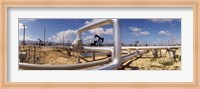 Framed Pipelines on a landscape, Taft, Kern County, California, USA