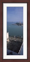 Framed Church and bell tower from St Mark's Campanile, Canale di San Marco, Doges Palace, San Giorgio Maggiore, Venice, Veneto, Italy