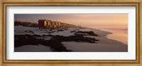 Framed Changing room huts on the beach, Muizenberg Beach, False Bay, Cape Town, Western Cape Province, Republic of South Africa