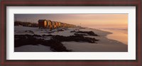 Framed Changing room huts on the beach, Muizenberg Beach, False Bay, Cape Town, Western Cape Province, Republic of South Africa