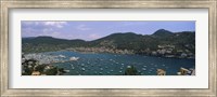 Framed High angle view of boats at a port, Port D'Andratx, Majorca, Balearic Islands, Spain