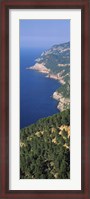 Framed High angle view of a coastline, Mirador De Ricardo Roca, Serra De Tramuntana, Majorca, Balearic Islands, Spain