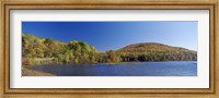 Framed Lake in front of mountains, Arrowhead Mountain Lake, Chittenden County, Vermont, USA